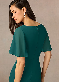 Azazie Rain Mother of the Bride Dresses Peacock Sheath Beaded Chiffon Dress image5