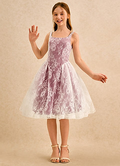 Azazie Cubbie Girls Formal Flower Girl Dresses Merlot A-Line Lace Dress image5