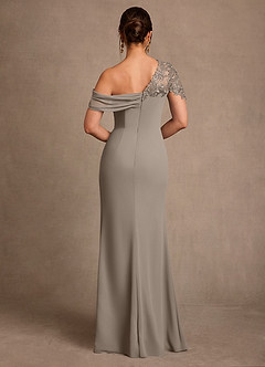 Azazie Sally Mother of the Bride Dresses Taupe Sheath Lace Chiffon Dress image3