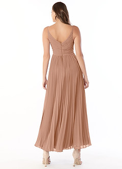 Azazie Raychelle Bridesmaid Dresses Champagne Rose A-Line V-Neck Chiffon Dress image2