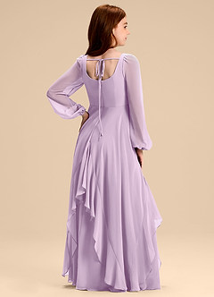 Azazie Clara Junior Frosted Lilac A-Line Blouson Chiffon Dress image8
