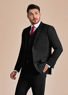 front James Black Structured Stretch Suit Jacket