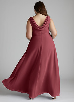 Azazie Karina Bridesmaid Dresses Merlot A-Line Pleated Chiffon Dress image14