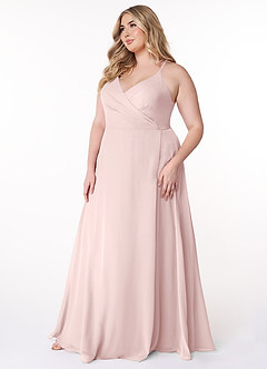 Azazie Davis Bridesmaid Dresses Blushing Pink A-Line V-Neck Chiffon Dress image9
