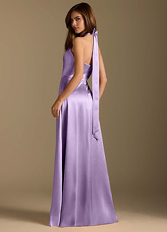 Azazie Tracie Brautjungfernkleider A-Linie Plissee Metallischer Satin Kleid Flieder image9