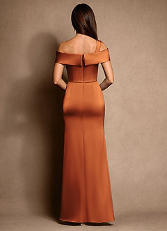 Azazie Altonia Mère de la mariée Robes Robe Sirène en Satin extensible Épaule décolletée Cannelle image3