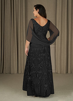Azazie Ferris Mother of the Bride Dresses Black Sheath V-Neck Chiffon Dress image8