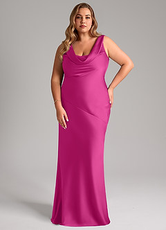 Azazie Rylina Bridesmaid Dresses Fuchsia Mermaid Stretch Satin Dress image7