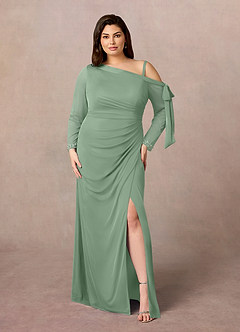 Azazie Marna Abiti per la Madre della Sposa Abito Tubino in Maglia Monospalla Matcha image6
