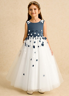 Azazie Eleni Flower Girl Dresses Ivory Neptune Ball-Gown Bow Tulle Dress image1