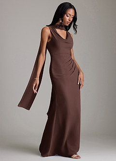 Azazie Linelle Bridesmaid Dresses Ganache Mermaid Pleated Chiffon Dress image8