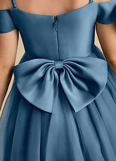 Azazie Amie Flower Girl Dresses Bermuda A-Line Off the Shoulder Matte Satin Dress image8