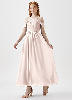 Azazie Chaya Junior Vestido de Pétalo De Rosa de Gasa de Corte En A con Vestidos sin tirantes image5