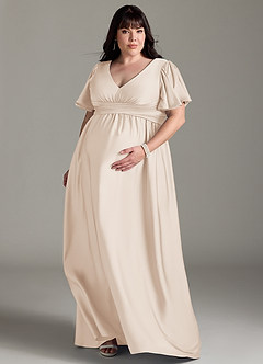 Azazie Verna Brautjungfernkleider für Schwangere A-Linie Gestreift Stretch-Satin Bodenlänge Kleid image9