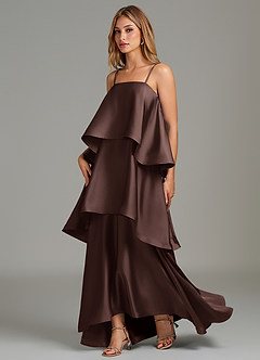 Azazie Azalea Bridesmaid Dresses Ganache A-Line Ruched Stretch Satin Dress image3