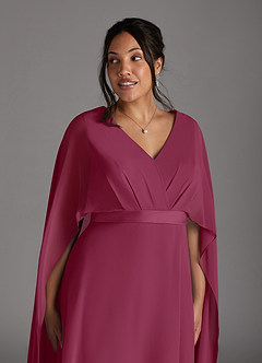 Azazie Isa Mother of the Bride Dresses Mulberry A-Line V-Neck Pleated Chiffon Dress image11
