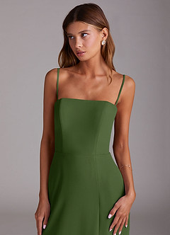 Azazie Wren Bridesmaid Dresses Olive A-Line Side Slit Chiffon Convertible Dress image6