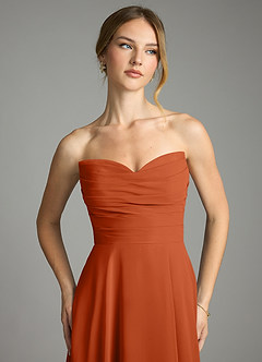 Azazie Ayla Abiti da Damigella Abito A-Line in Chiffon Scollo a Cuore Arancia Bruciata image4