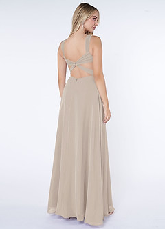 Azazie Nahrin Bridesmaid Dresses Frost A-Line V-Neck Pleated Chiffon Dress image4