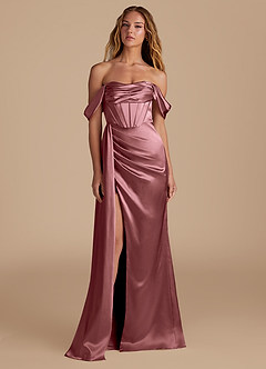 Azazie Amyra Bridesmaid Dresses Vintage Mauve Mermaid Sweetheart Neckline Metallic Satin Convertible Dress image4