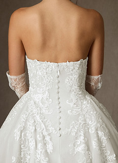 Azazie Sonnet Wedding Dresses Diamond White Ball-Gown Strapless Lace Dress image8