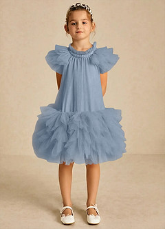 Azazie Eliza Flower Girl Klänningar Klä A-Line i Tyll Ärmlös image3