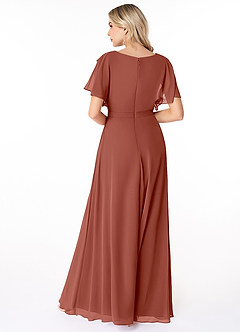 Azazie Aaliyah Modest Bridesmaid Dresses A-Line Scoop Pleated Chiffon Floor-Length Dress image2