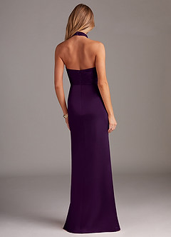 Azazie Jemma Bridesmaid Dresses Grape Sheath Pleated Stretch Satin Dress image6