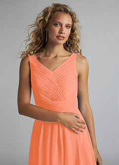 Azazie Grace Vente Finale Robe Trapèze en Mousseline de soie Plissée Coucher De Soleil image5