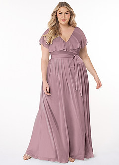 Azazie Jael Bridesmaid Dresses A-Line V-Neck Mesh Floor-Length Dress image7