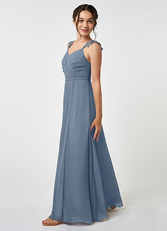 Azazie Emily Junior A-Linie Gestreift Chiffon Kleid Zwielichtviolett image3