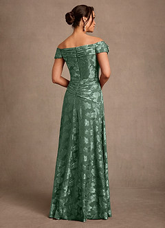 Azazie Bernadette Mother of the Bride Dresses Eucalyptus A-Line Off the Shoulder Floral Burnout Dress image3