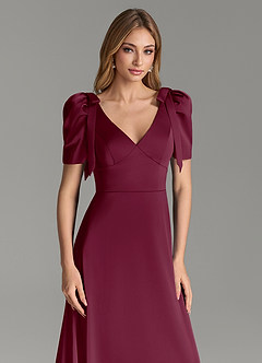 Azazie Asher Bridesmaid Dresses Mulberry A-Line with Pockets Stretch Satin Dress image5