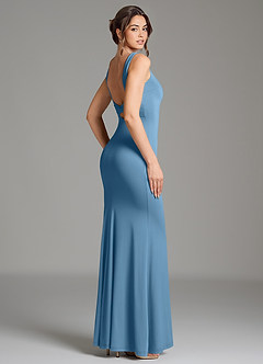 Azazie Gwen Bridesmaid Dresses Steel Blue Mermaid Pleated Premium Stretch Jersey Dress image5