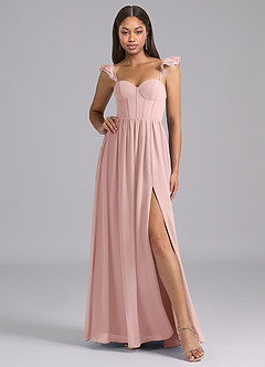 Azazie Denisse Suknie dla druhen Linia A Marszczony Szyfon Do ziemi Sukienka image5