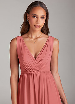 Azazie Tanicia Bridesmaid Dresses Antique Rose A-Line Pleated Chiffon Dress image5