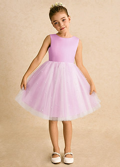 Azazie Esme Blumenmädchenkleider Ballkleid Schleifen Tüll Kleid Bonbonrosa image6