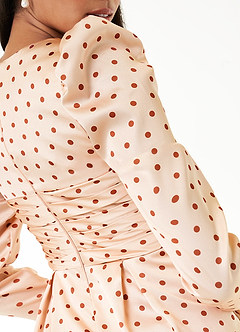 Cyndi Blush Pink And Copper Polka Dot Mini Dress image5