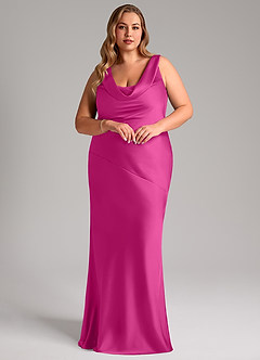 Azazie Rylina Bridesmaid Dresses Fuchsia Mermaid Stretch Satin Dress image9
