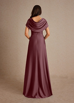 Azazie Branford Abiti per la Madre della Sposa Abito A-Line in Raso Elasticizzato Plissettato Sangria image3