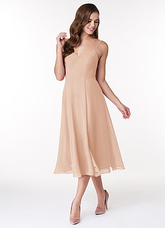 Azazie Clarissa Bridesmaid Dresses English Rose A-Line V-Neck Chiffon Dress image4