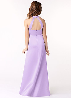Azazie Laurel Junior Lilac A-Line Stretch Satin Dress image3