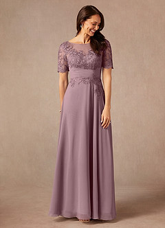 Azazie Raissa Mother of the Bride Dresses Dusty Rose A-Line Lace Chiffon Dress image7