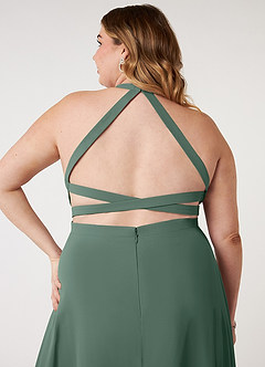Azazie Clarice Bridesmaid Dresses Sea Moss A-Line Halter Chiffon Dress image10