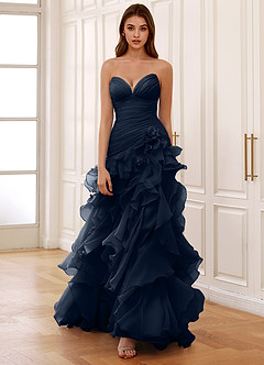 Christabelle Navy Blue Sweetheart Strapless Ruffled Dress image4