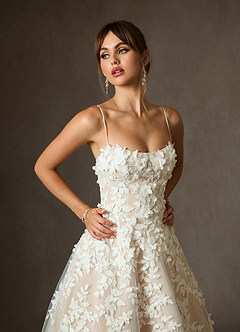 Azazie Alyson Trouwjurken Jurk van Kant met Baljurk Diamant Wit Champagne image6