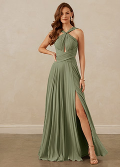 Christian Siriano Bridal for Azazie 1009 Bridesmaid Dresses Pistachio A-Line Pleated Chiffon Dress image2