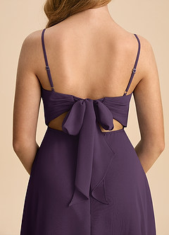 Azazie Shale Junior Plum A-Line Bow Chiffon Dress image7