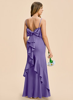 Azazie Lioren Junior Tahiti Sheath Bow Stretch Satin Dress image1