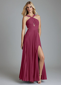 Azazie Hosanna Bridesmaid Dresses Mulberry A-Line Pleated Chiffon Dress image1